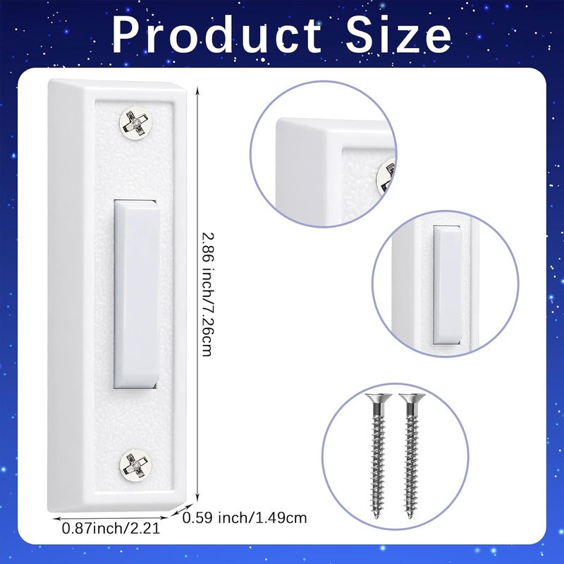 AUGHOA Lighted Doorbell Button, Wall Mounted Doorbell Switch with LED Light, Wired Door Bell Push Buttons for Garage Door Opener, Transformer, Ringers, Buzzers (White) - Image 1